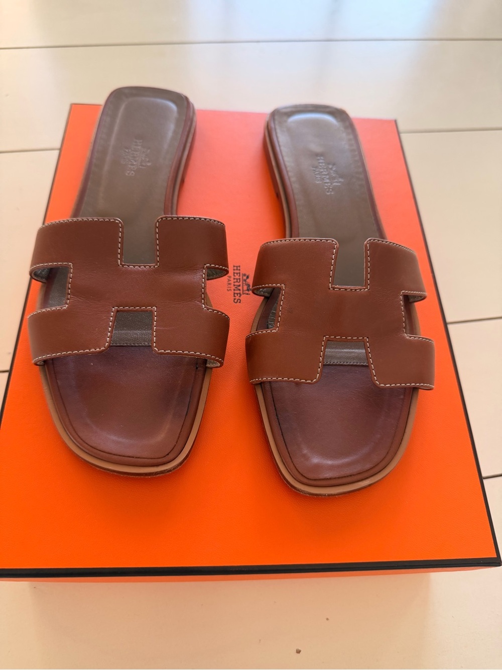 Hermès Gold Oran Slide Sandals